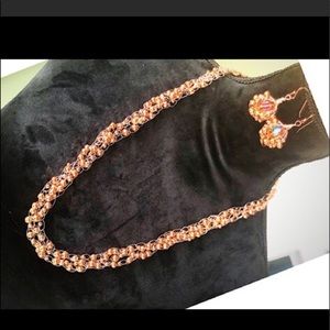 Handmade Rose Gold Necklace & Earring Set.